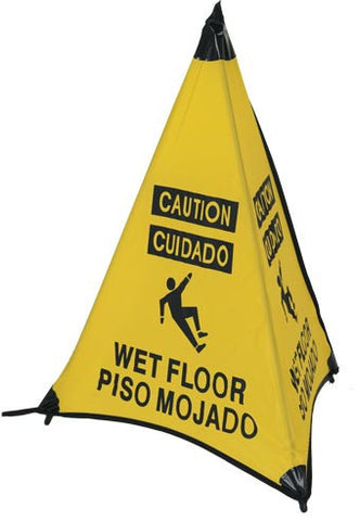 NMC HFS14-HANDY CONE FLOOR SIGN, WET FLOOR (BILINGUAL), 31 INCH (1 EACH)