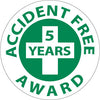 NMC HH32-HARD HAD EMBLEM, ACCIDENT FREE AWARD (5 YEARS), 2'' DIA, PS VINYL (PAK OF 25)