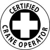 NMC HH34-HARD HAD EMBLEM, CERTIFIED CRANE OPERATOR, 2'' DIA, PS VINYL (PAK OF 25)