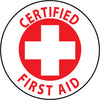 NMC HH35-HARD HAD EMBLEM, CERTIFIED FIRST AID, 2'' DIA, PS VINYL (PAK OF 25)