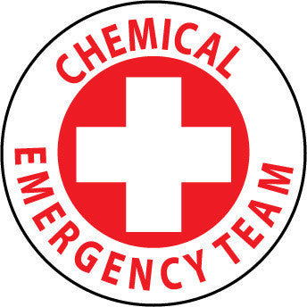 NMC HH36-HARD HAD EMBLEM, CHEMICAL EMERGENCY TEAM, 2'' DIA, PS VINYL (PAK OF 25)