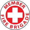 NMC HH38-HARD HAD EMBLEM, MEMBER FIRE BRIGADE, 2'' DIA, PS VINYL (PAK OF 25)