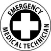 NMC HH40-HARD HAD EMBLEM, EMERGENCY MEDICAL TECHNICIAN, 2'' DIA, PS VINYL (PAK OF 25)