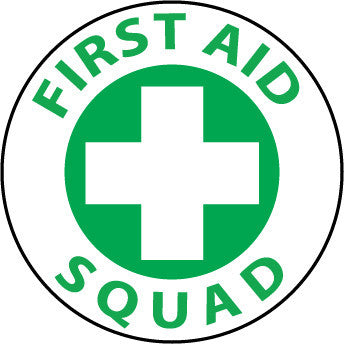 NMC HH41-HARD HAD EMBLEM, FIRST AID SQUAD, 2'' DIA, PS VINYL (PAK OF 25)