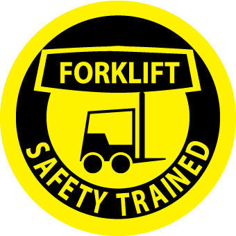 NMC HH42-HARD HAD EMBLEM, FORKLIFT SAFETY TRAINED, 2'' DIA, PS VINYL (PAK OF 25)