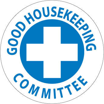 NMC HH43-HARD HAD EMBLEM, GOOD HOUSEKEEPING COMMITTEE, 2'' DIA, PS VINYL (PAK OF 25)