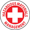 NMC HH45-HARD HAD EMBLEM, HAZARDOUS MATERIALS MANAGEMENT, 2'' DIA, PS VINYL (PAK OF 25)