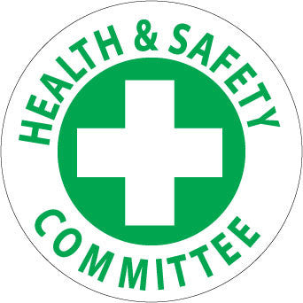 NMC HH46-HARD HAD EMBLEM, HEALTH & SAFETY COMMITTEE, 2'' DIA, PS VINYL (PAK OF 25)
