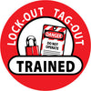 NMC HH47-HARD HAD EMBLEM, LOCKOUT TAGOUT TRAINED, 2'' DIA, PS VINYL (PAK OF 25)