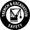 NMC HH54-HARD HAD EMBLEM, TRENCH & EXCAVATION SAFETY, 2'' DIA, PS VINYL (PAK OF 25)