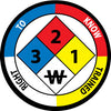 NMC HH59-HARD HAD EMBLEM, RIGHT TO KNOW TRAINED, 2'' DIA, PS VINYL (PAK OF 25)