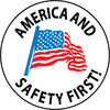 NMC HH61-HARD HAT EMBLEM, AMERICA AND SAFETY FIRST, 2 DIA, PS VINYL (PAK OF 25)