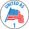 NMC HH62-HARD HAT EMBLEM, UNITED AS 1, 2 DIA, PS VINYL (PAK OF 25)