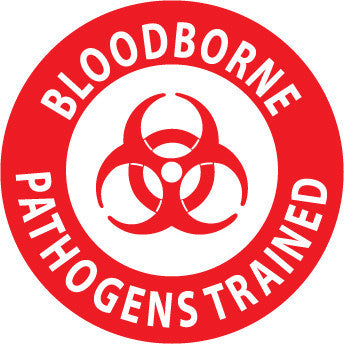 NMC HH64-HARD HAT EMBLEM, BLOOD BOURNE PATHOGENS TRAINED, 2 DIA, PS VINYL (PAK OF 25)
