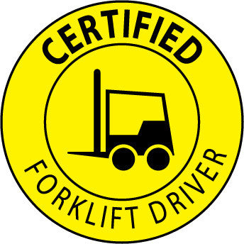 NMC HH66-HARD HAT EMBLEM, CERTIFIED FORKLIFT DRIVER, 2 DIA, PS VINYL (PAK OF 25)
