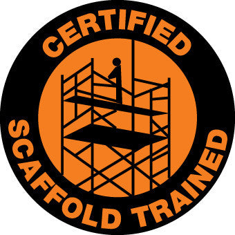NMC HH68-HARD HAT EMBLEM, CERTIFIED SCAFFOLD TRAINED, 2 DIA, PS VINYL (PAK OF 25)
