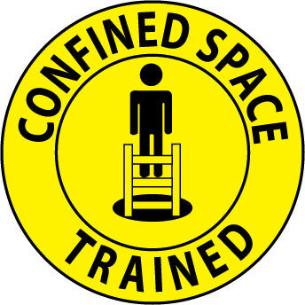 NMC HH69-HARD HAT EMBLEM, CONFINED SPACE TRAINED, 2 DIA, PS VINYL (PAK OF 25)