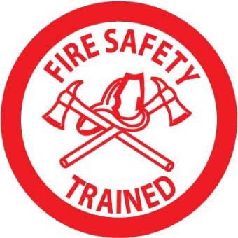 NMC HH72-HARD HAT EMBLEM, FIRE SAFETY TRAINED, 2 DIA, PS VINYL (PAK OF 25)
