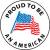 NMC HH76-HARD HAT EMBLEM, PROUD TO BE AN AMERICAN, 2 DIA, PS VINYL (PAK OF 25)