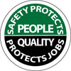 NMC HH80-HARD HAT EMBLEM, SAFETY PROTECTS PEOPLE QUALITY PROTECTS JOBS, 2 DIA, PS VINYL (PAK OF 25)