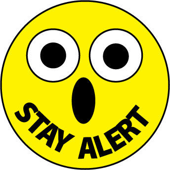 NMC HH82-HARD HAT EMBLEM, STAY ALERT, 2 DIA, PS VINYL (PAK OF 25)