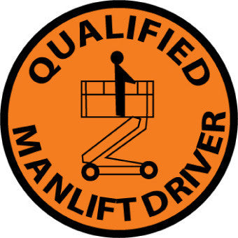 NMC HH83-HARD HAT EMBLEM, QUALIFIED MAN LIFT DRIVER, 2 DIA, PS VINYL (PAK OF 25)