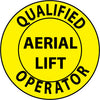 NMC HH84-HARD HAT EMBLEM, QUALIFIED AERIAL LIFT OPERATOR, 2 DIA, PS VINYL (PAK OF 25)