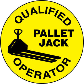 NMC HH85-HARD HAT EMBLEM, QUALIFIED PALLET JACK OPERATOR, 2 DIA, PS VINYL (PAK OF 25)