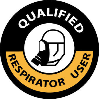 NMC HH86-HARD HAT EMBLEM, QUALIFIED RESPIRATOR USER, 2 DIA, PS VINYL (PAK OF 25)