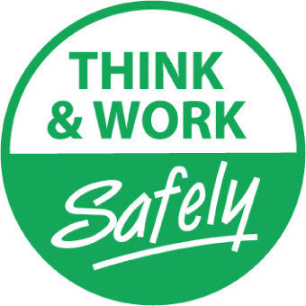 NMC HH91-THINK AND WORK SAFELY, 2 DIA., PS VINYL (PAK OF 25)