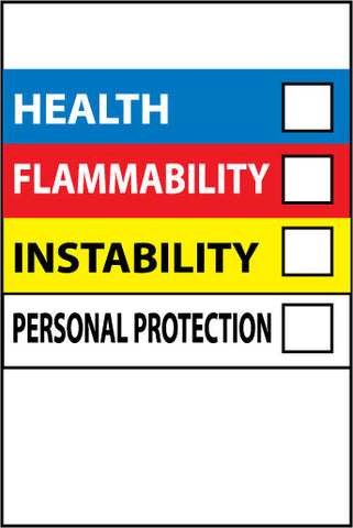 NMC HM25-RIGHT TO KNOW LABELS, WRITE ON COLOR BAR, 6X4, PS VINYL (PAK OF 10)