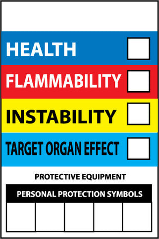 NMC HM36-RIGHT TO KNOW LABELS, WRITE ON COLOR BAR, 6X4, PS VINYL (PAK OF 10)