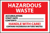 NMC HW20-LABELS, HAZARDOUS WASTE HANDLE WITH CARE, 4X6, PS PAPER (1 ROLL)