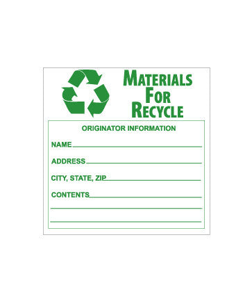 NMC HW34ALV-LABELS, MATERIALS FOR RECYCLE, 6X6, PS VINYL, 500/LB (1 ROLL)