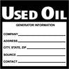 NMC HW38AL-LABELS, USED OIL, 6X6, PS PAPER (1 ROLL)