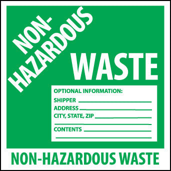 NMC HW5AL-LABELS, NON HAZARDOUS WASTE, 6X6, PS PAPER (1 ROLL)