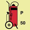 NMC IMO121P-IMO, SYMBOL, FIRE EXTINGUISHER POWDER WHEELED, 6X6, GLOW VINYL LAMINATED (1 EACH)