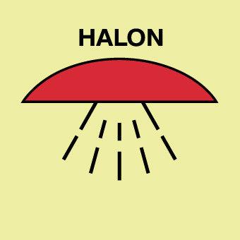 NMC IMO156R-IMO, SYMBOL, SPACE PROTECTED BY HALON, 6X6, GLOW RIGID LAMINATED (1 EACH)