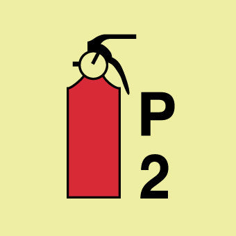 NMC IMO161R-IMO, SYMBOL, FIRE EXTINGUISHER POWDER P2, 6X6, GLOW RIGID LAMINATED (1 EACH)