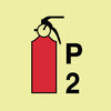 NMC IMO161P-IMO, SYMBOL, FIRE EXTINGUISHER POWDER P2, 6X6, GLOW VINYL LAMINATED (1 EACH)