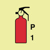 NMC IMO162P-IMO, SYMBOL, FIRE EXTINGUISHER POWDER P1, 6X6, GLOW VINYL LAMINATED (1 EACH)