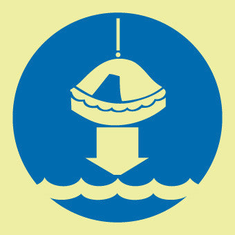 NMC IMO186R-IMO, SYMBOL, LOWER LIFE RAFT TO WATER, 6X6, GLOW RIGID LAMINATED (1 EACH)