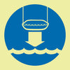 NMC IMO192R-IMO, SYMBOL, LOWER LIFE BOAT TO WATER, 6X6, GLOW RIGID LAMINATED (1 EACH)