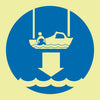 NMC IMO193R-IMO, SYMBOL, LOWER RESCUE BOAT TO WATER, 6X6, GLOW RIGID LAMINATED (1 EACH)