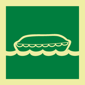 NMC IMO196P-IMO, SYMBOL, LIFE BOAT, 6X6, GLOW VINYL LAMINATED (1 EACH)