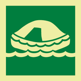 NMC IMO198R-IMO, SYMBOL, LIFE RAFT, 6X6, GLOW RIGID LAMINATED (1 EACH)