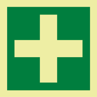 NMC IMO220R-IMO, SYMBOL, MEDICAL LOCKER / FIRST AID, 6X6, GLOW RIGID LAMINATED (1 EACH)