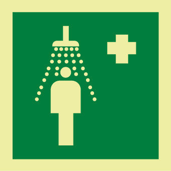 NMC IMO222R-IMO, SYMBOL, EMERGENCY SHOWER, 6X6, GLOW RIGID LAMINATED (1 EACH)