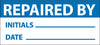 NMC INL10-INSPECTION LABEL, REPAIRED BY, BLUE/WHT, 1X2 1/4, PS VINYL (27 LABELS) (PAK OF 3)