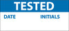 NMC INL11-INSPECTION LABEL, TESTED, BLUE/WHT, 1X2 1/4, PS VINYL (27 LABELS) (PAK OF 3)
